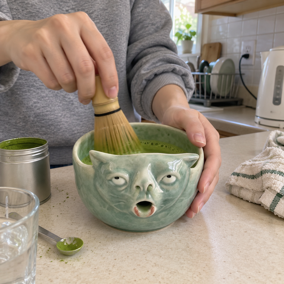 "Gag Reflex" Cat Chawan